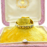 Victorian 18ct Gold, Black Enamel 'In Memory Of' Mourning Ring c1860 London