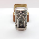 Victorian Cylindrical Sterling Silver Smelling Salts Pot with Virgin Mary c1860