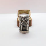 Victorian Cylindrical Sterling Silver Smelling Salts Pot with Virgin Mary c1860