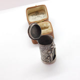 Victorian Cylindrical Sterling Silver Smelling Salts Pot with Virgin Mary c1860