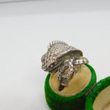 Sterling Silver Coiled Cobra Snake Statement Crossover Ring Vintage c1990