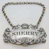 George IV Sterling Silver Shell Pattern Sherry Decanter Label Antique 1822 London