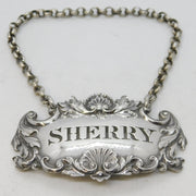 George IV Sterling Silver Shell Pattern Sherry Decanter Label Antique 1822 London
