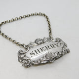George IV Sterling Silver Shell Pattern Sherry Decanter Label Antique 1822 London