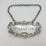 George IV Sterling Silver Shell Pattern Sherry Decanter Label Antique 1822 London