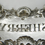 George IV Sterling Silver Shell Pattern Sherry Decanter Label Antique 1822 London