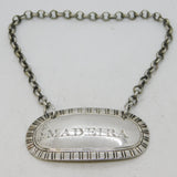 George III Sterling Silver Feathered Madeira Decanter Label Antique 1798 London