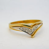 18ct Yellow Gold Graduating Diamond Set Wishbone Ring Vintage c1970