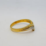18ct Yellow Gold Graduating Diamond Set Wishbone Ring Vintage c1970