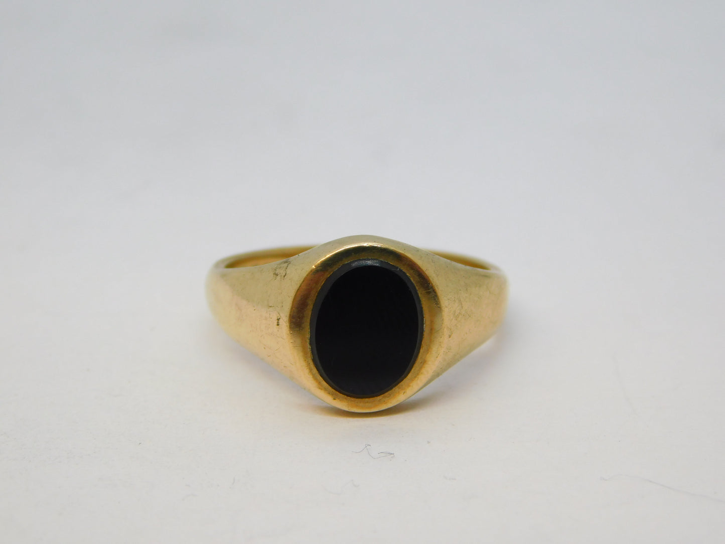 9ct Yellow Gold & Onyx Set Signet Ring Vintage 1966 Birmingham