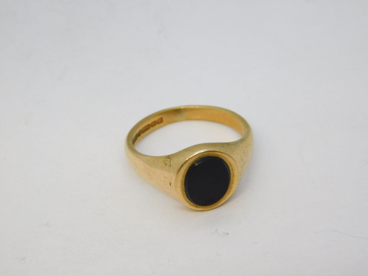 9ct Yellow Gold & Onyx Set Signet Ring Vintage 1966 Birmingham