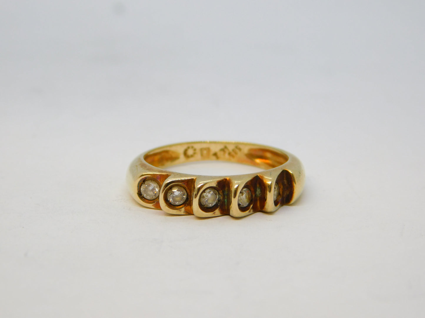 14ct Yellow Gold & Stepped Spinel Set Dress Ring Vintage c1980