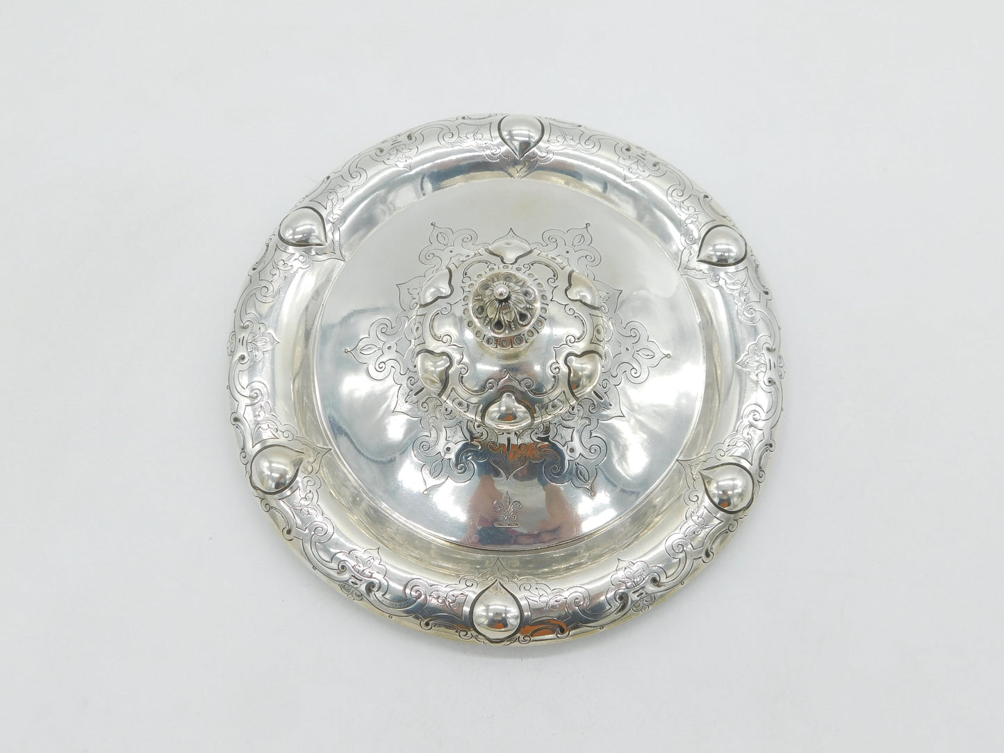 Victorian Sterling Silver Decorative Floral Butter Dish Antique 1862 London