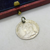 King George II Silver Maundy Threepence Coin Charm 1743 Antique Georgian