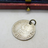 King George II Silver Maundy Threepence Coin Charm 1743 Antique Georgian