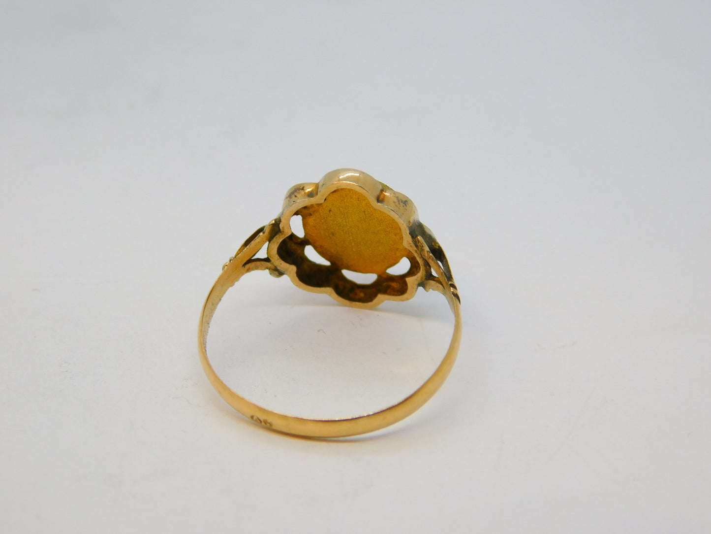 19th Century 14ct Yellow Gold Cabochon Coral Floral Dress Ring Antique c1900