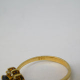 14ct Yellow Gold, 0.5ct Emerald Cut Sapphire & Diamond Engagement Ring Vintage c1970