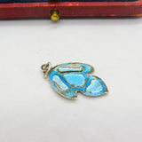 Victorian Art Nouveau Sterling Silver & Enamel Drop Pendant Antique c1890