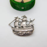 Shipton & Co. Sterling Silver Mayflower Ship Brooch 1938 Chester Antique Deco