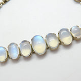 Sterling Silver Graduating Cabochon Moonstone Set Bracelet Antique c1920 Deco