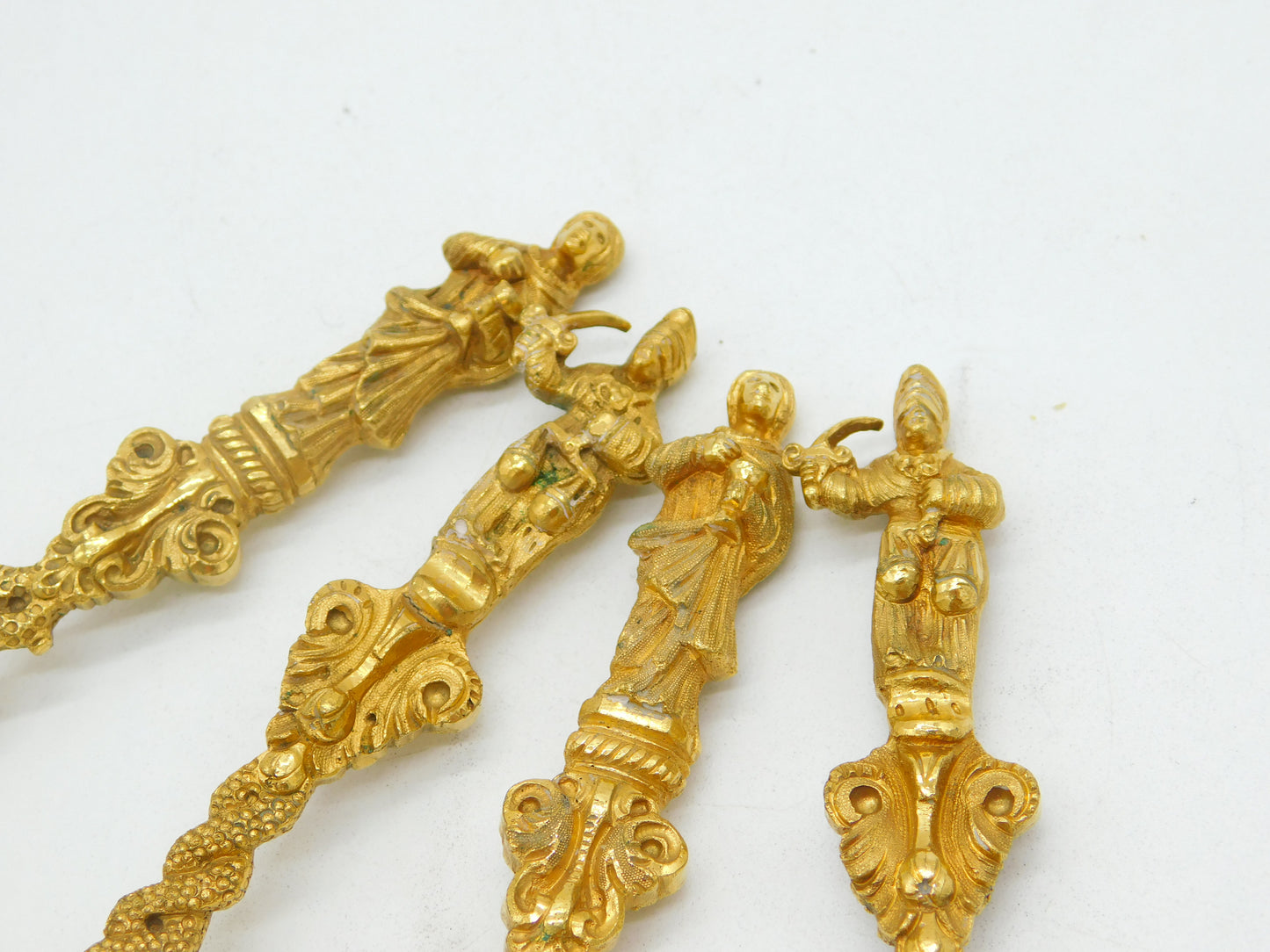 19th Century Set of Four Gold Plated Decorative Apostle Tablespoons Antique c1880