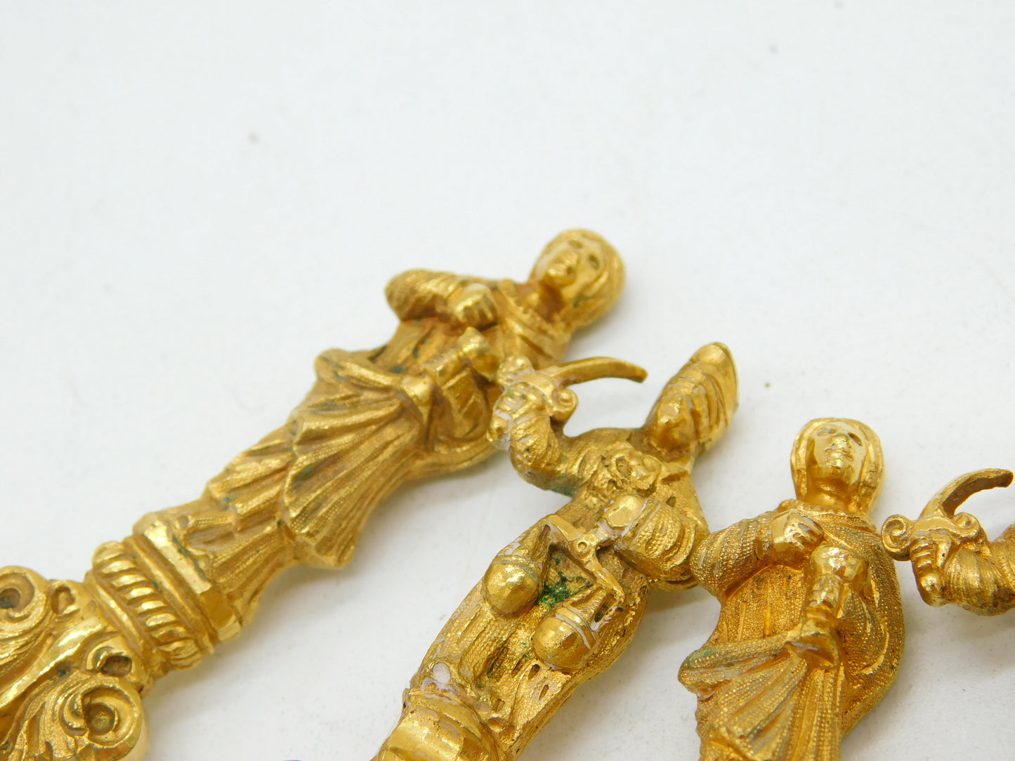 19th Century Set of Four Gold Plated Decorative Apostle Tablespoons Antique c1880