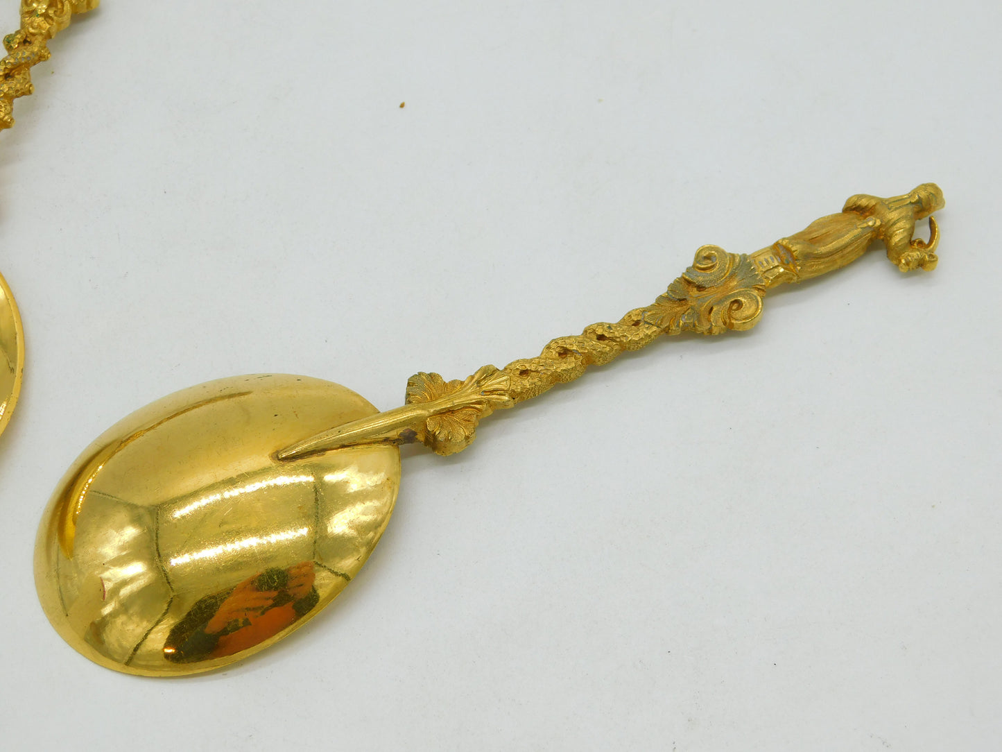 19th Century Set of Four Gold Plated Decorative Apostle Tablespoons Antique c1880