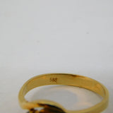 14ct Yellow Gold, White Opal & Diamond Crossover Ring Vintage c1970