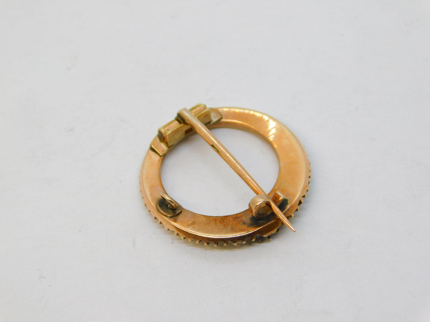 George III 15ct Gold, Old-Cut Diamond & Graduating Pearl Moon Brooch Antique c1820