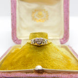 18ct Yellow Gold & Heart Set Diamond Sweetheart Ring 1971 Birmingham