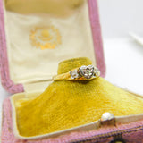 18ct Yellow Gold & Heart Set Diamond Sweetheart Ring 1971 Birmingham