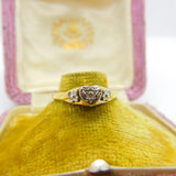 18ct Yellow Gold & Heart Set Diamond Sweetheart Ring 1971 Birmingham