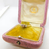 18ct Yellow Gold & Heart Set Diamond Sweetheart Ring 1971 Birmingham