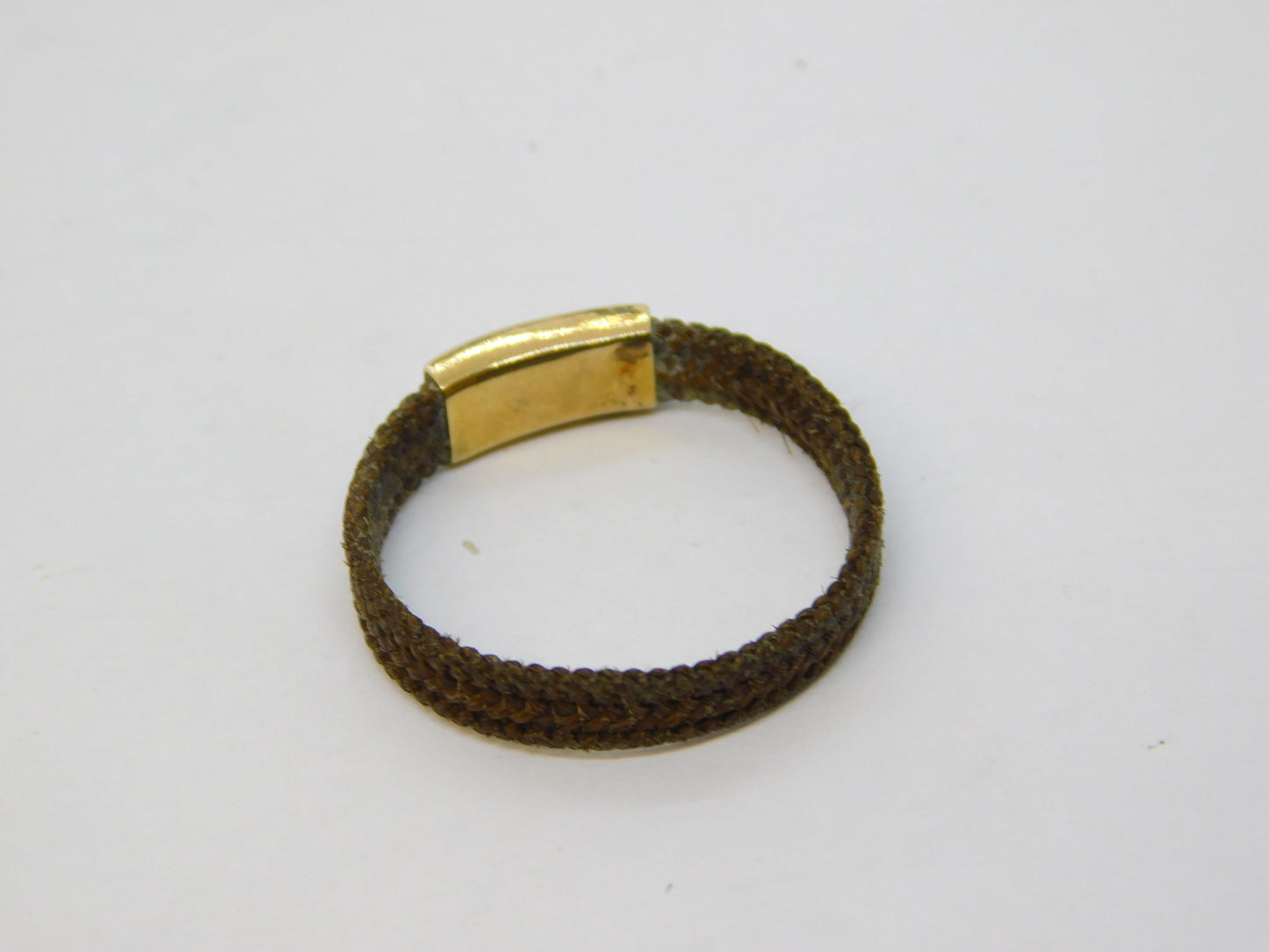 Victorian 9ct Yellow Gold Woven Hair Set Mourning Ring Antique c1840