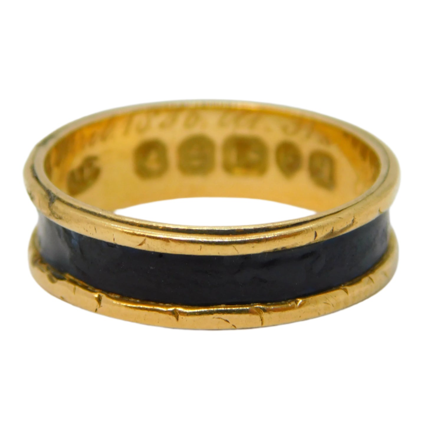 William IV 18ct Gold, Black Enamel Three-Name Mourning Ring Antique 1831 London