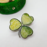 Sterling Silver Connemara Marble Lucky Shamrock Brooch Antique c1920 Irish