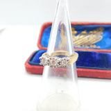 9ct Gold & 0.25ct Diamond Illusion Set Three-Stone Ring Vintage c1990 London
