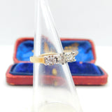 9ct Gold & 0.25ct Diamond Illusion Set Three-Stone Ring Vintage c1990 London