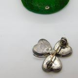 Sterling Silver Connemara Marble Lucky Shamrock Brooch Antique c1920 Irish