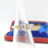 9ct Gold & 0.25ct Diamond Illusion Set Three-Stone Ring Vintage c1990 London