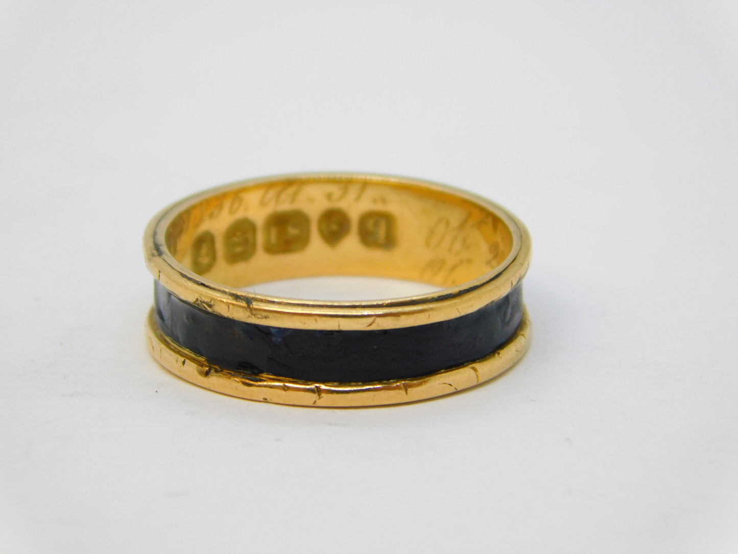 William IV 18ct Gold, Black Enamel Three-Name Mourning Ring Antique 1831 London