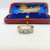 9ct Gold & 0.25ct Diamond Illusion Set Three-Stone Ring Vintage c1990 London