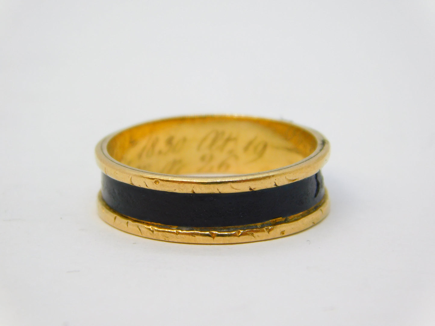 William IV 18ct Gold, Black Enamel Three-Name Mourning Ring Antique 1831 London