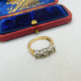 9ct Gold & 0.25ct Diamond Illusion Set Three-Stone Ring Vintage c1990 London