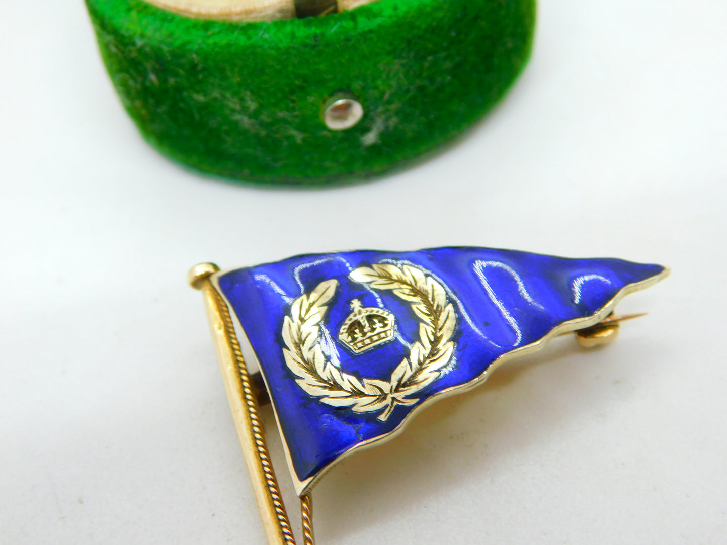 Edwardian 9ct Gold Enamel Cowes Regatta Sailing Flag Brooch Antique c1910