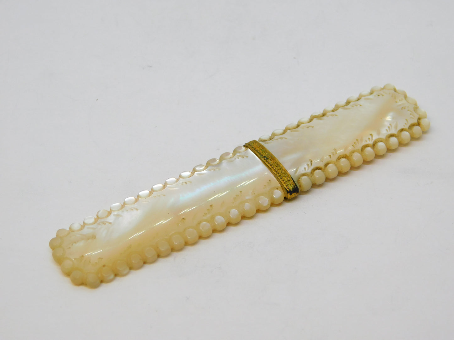 18th Century French Mother of Pearl, Gold, Enamel Needle Case Etui Antique c1790
