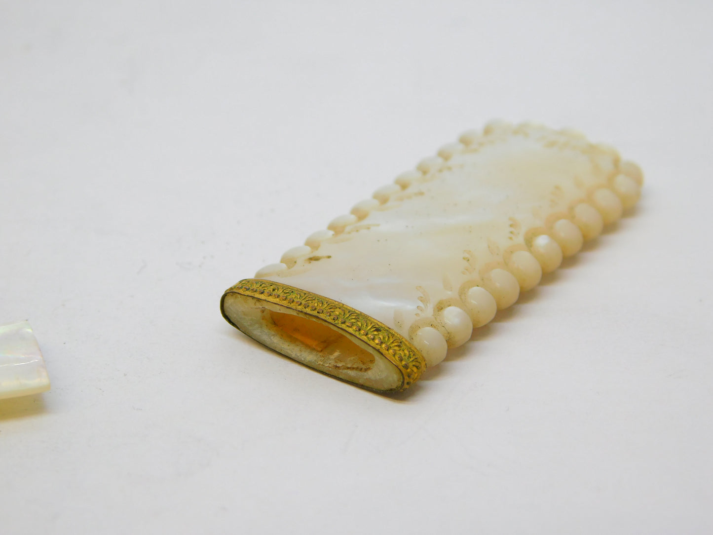 18th Century French Mother of Pearl, Gold, Enamel Needle Case Etui Antique c1790