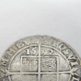 Early-Hammered Elizabeth I Silver Sixpence Coin Antique 1592 Fair Condition