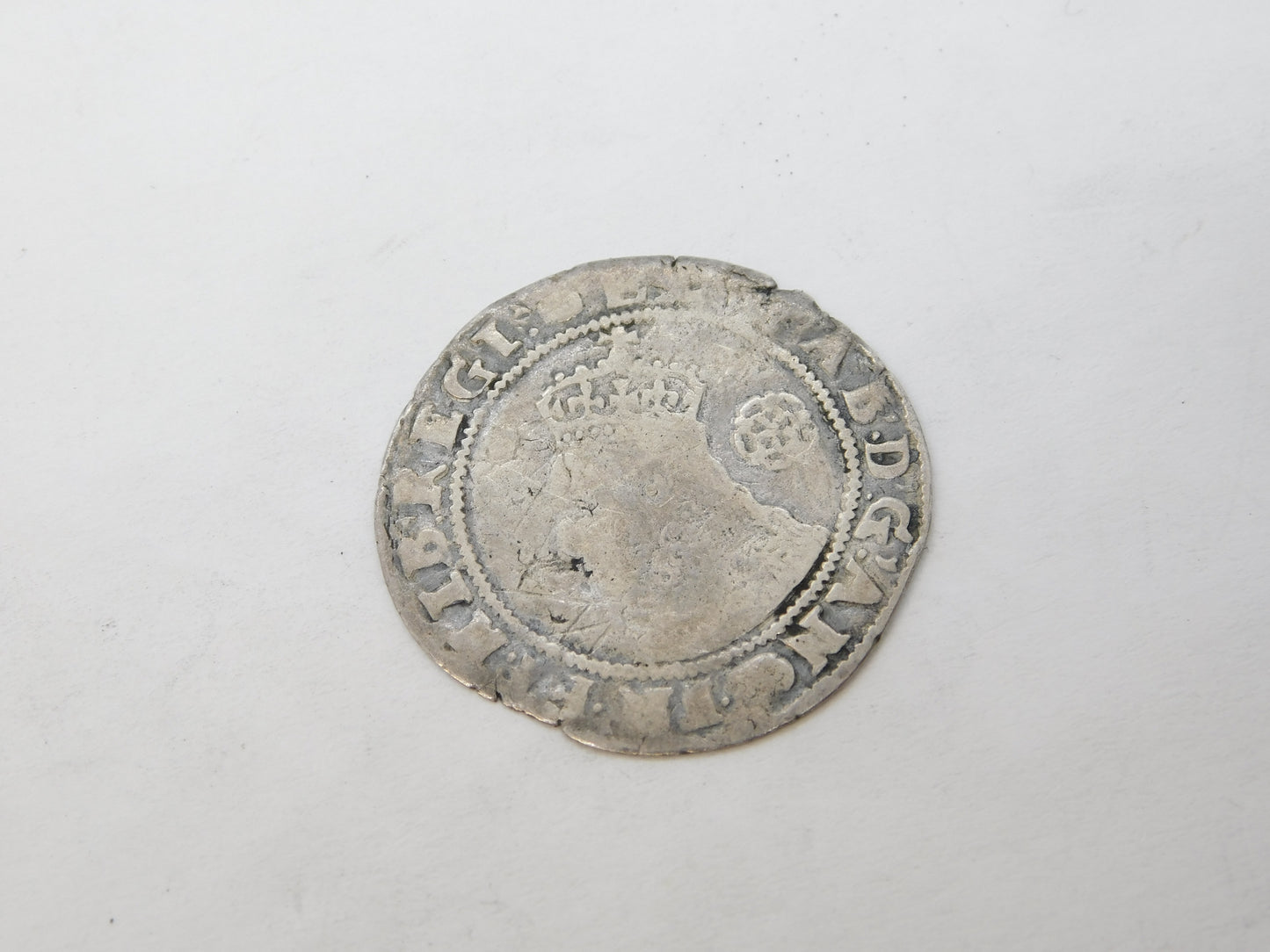 Early-Hammered Elizabeth I Silver Sixpence Coin Antique 1592 Fair Condition