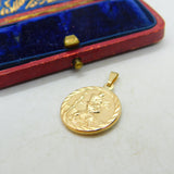 9ct Yellow Gold St Christopher Saint Of Travel Charm Pendant Vintage c1990